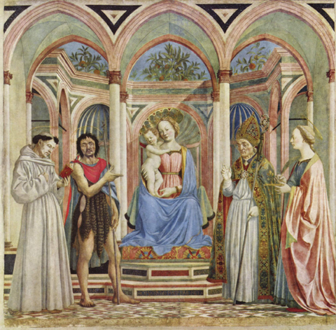 Domenico Veneziano: Pala di Santa Lucia dei Magnoli, tempera su tavola, 210 x 215 cm., anno 1445-1447, Galleria degli Uffizi. Firenze.